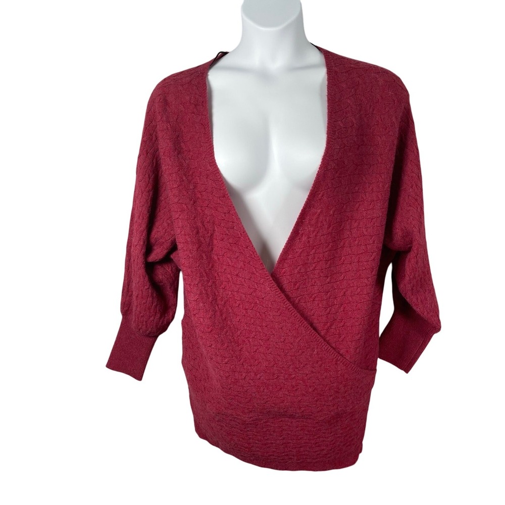 Bloomchic Sweater Womens Plus 18-20 Cranberry Red Surplice Wrap Look Oversized